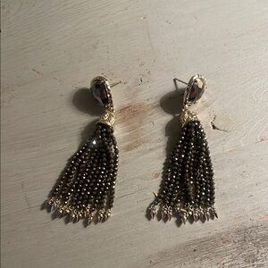 Kendra Scott Black and Gold Beaded Tassel Earrings